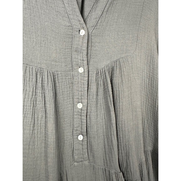 Tendencies Gauze Dress Womens One Size Grey Tiered Babydoll Mini Made in Italy - Picture 11 of 13